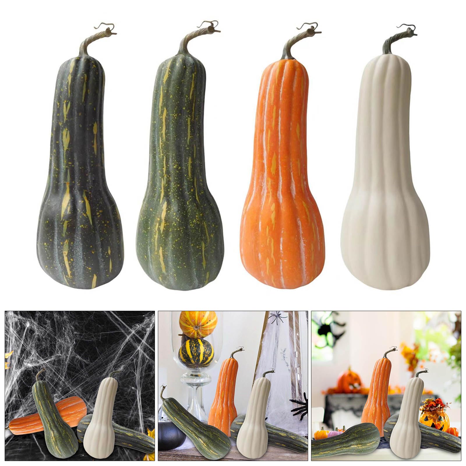 Zucche Artificiali Realistiche zucche Lunghe finte in Schiuma per l ' Esposizione cestini Puntelli fotografici Decorazioni per Ringraziamento Zucca Artificiale