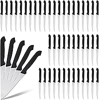 Therwen 50-Pack 8.8" Serrated Steak Knives Set - Pointed Tip Stainless Steel, Dishwasher Safe for Kitchen, Restaurant, Camping
