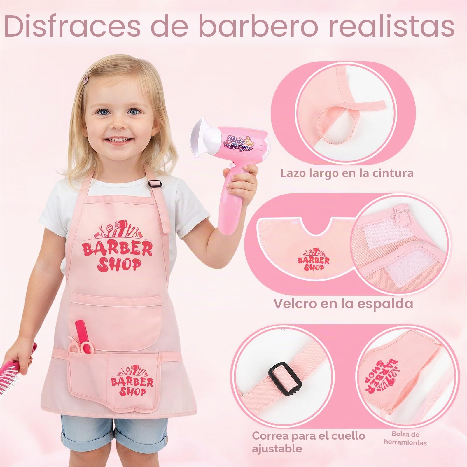 Sanlebi Juguetes de peluquería para niñas, Juego de 25 Piezas de Juguetes de Estilo para niños de 3 a 6 años con secador de Pelo, Tijeras de Peluquero y Accesorios de Estilista