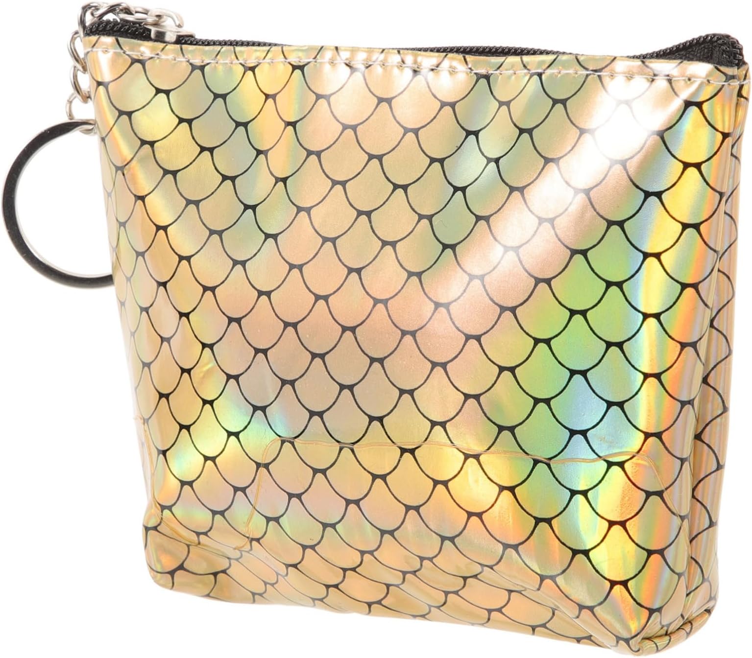 Fish Scale Pattern Small Wallet Zipper Purse Pu Leather Card Holder for Women Girls Compact Clutch Coin Bag in Gold for Everyday Use