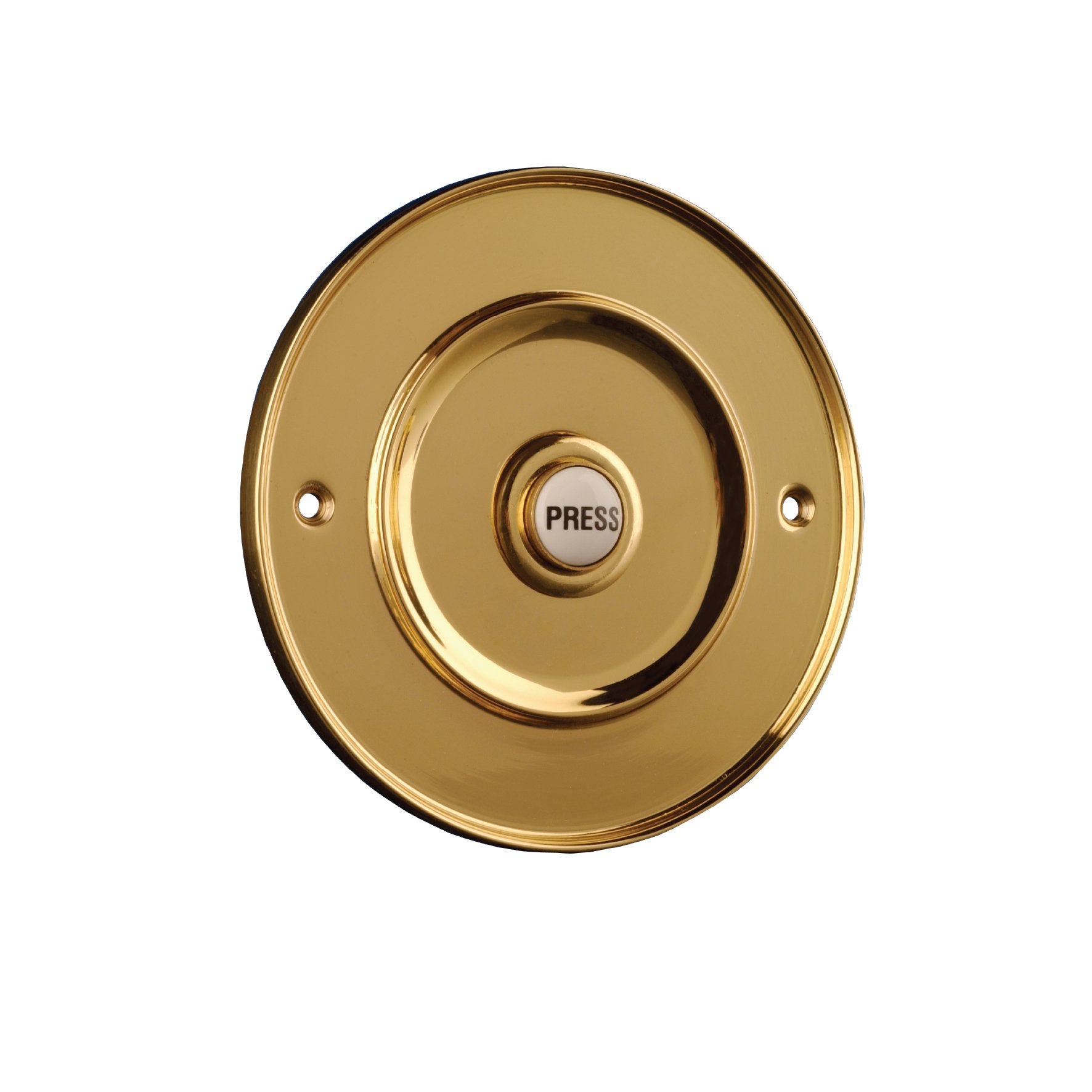 Byron 2207p3pvd 100mm Wired Circular Door Bell with Porcelain Push Coated Brass