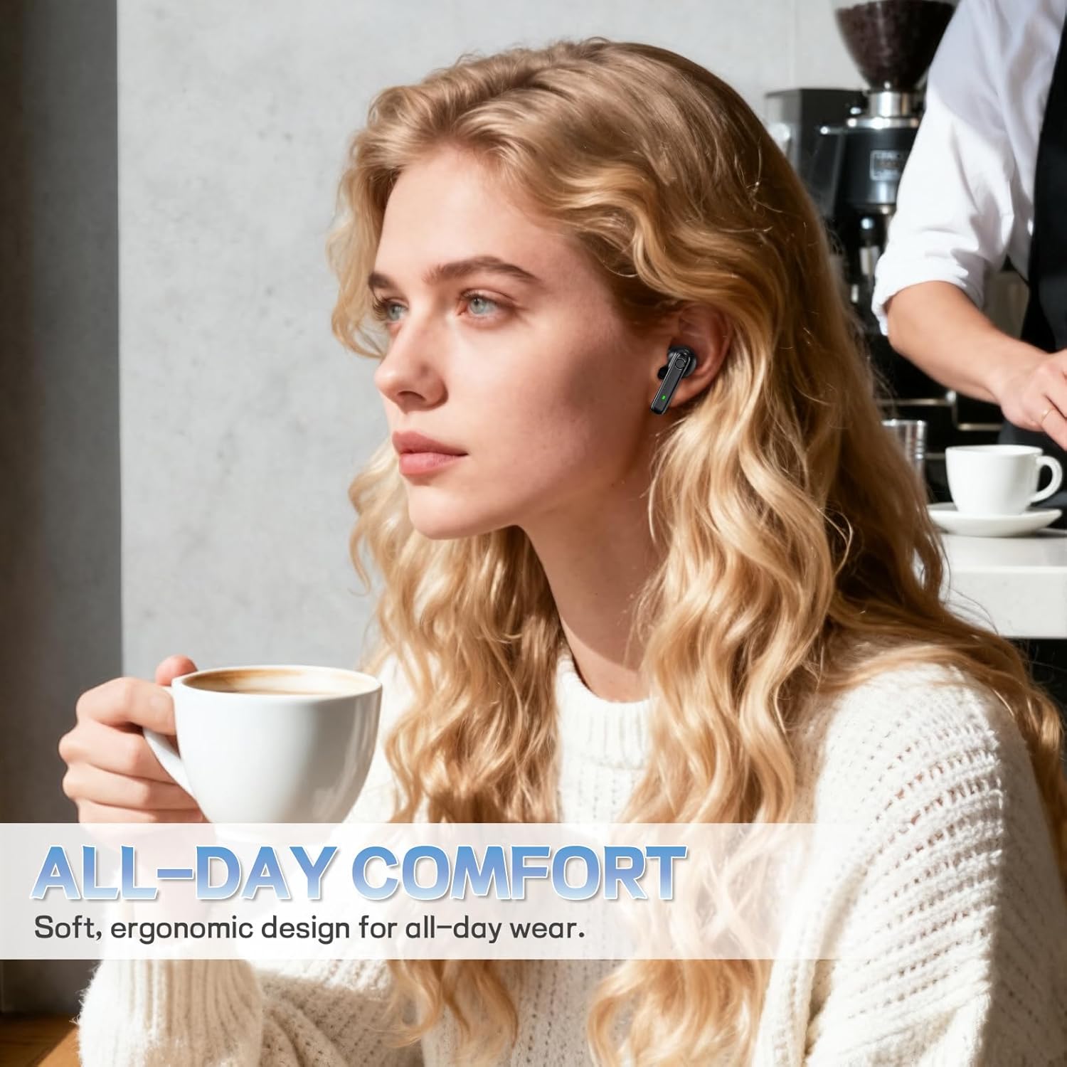 Wireless Earbuds, Hi-Fi Stereo Sound Bluetooth Earbuds with 6-Mic ENC for Clear Calls, IPX7 Waterproof Sport, 40H Playtime with Fast Charging Case, Ergonomic Design for All-Day Comfort