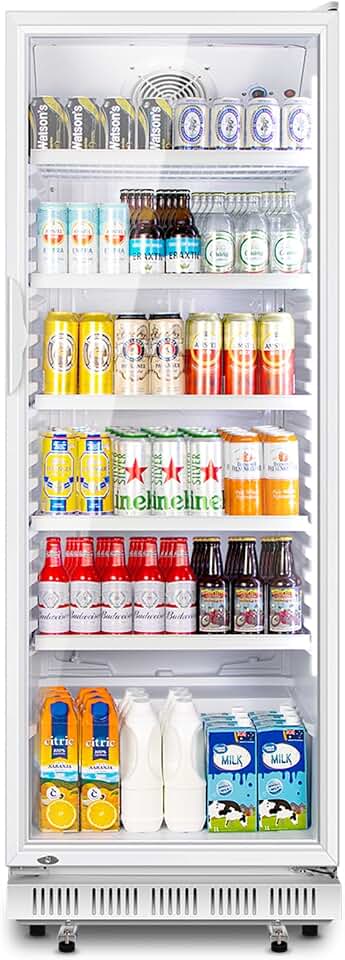 Tylza Glass Door Beverage Display Refrigerator 360L 600 Can White
