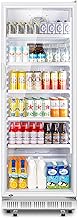 Tylza Commercial Refrigerator with Glass Door Display Beverage Fridge, 360L Upright Beverage Cooler Merchandiser with Rebound Door, Fast Cooling, Low Noise, White
