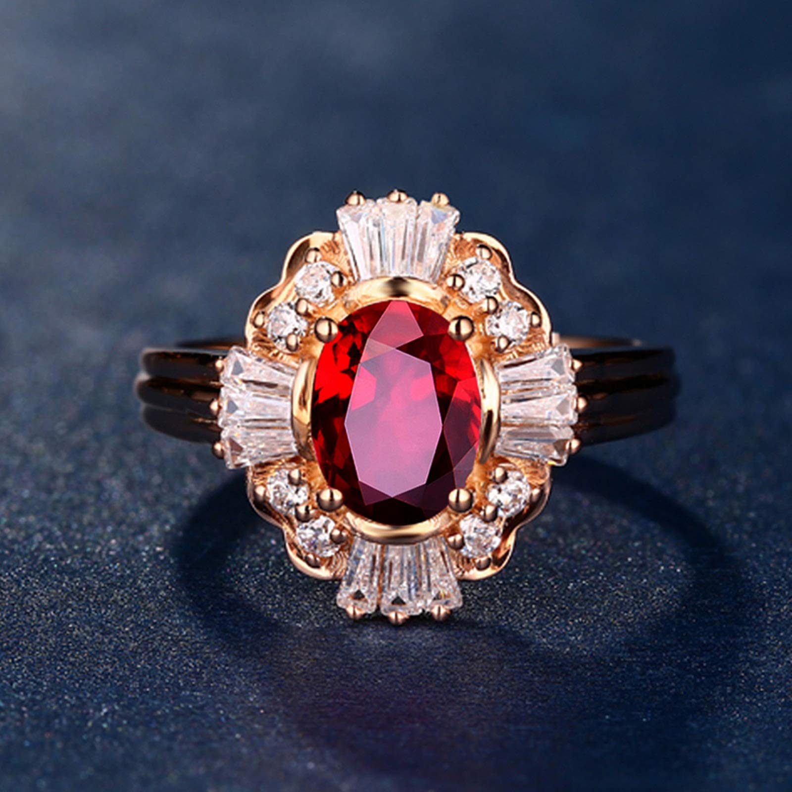 Beydodo Pierścionek zaręczynowy 18-karatowy diamentowy kwiat z rubin 0,99/1,2 ct, damski pierścionek z różowego złota e różowe złoto, 62 cm (19,7 cala), colore: 1.2ct, cod. TLLWGZ3461