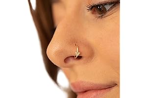 CZ Gold Heart Nose Hoop | 20g Nose Ring | Cut-Out Heart...