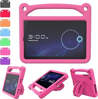 Alcatel Joy Tab 2 8 inch 2020 Case, Kids Case for Alcatel Joy Tab 2, Riaour Lightweight Shockproof Kids Friendly Handle Stand Case for Alcatel Joy tab 2 8" Tablet 2020 Release Model:9032Z - Pink