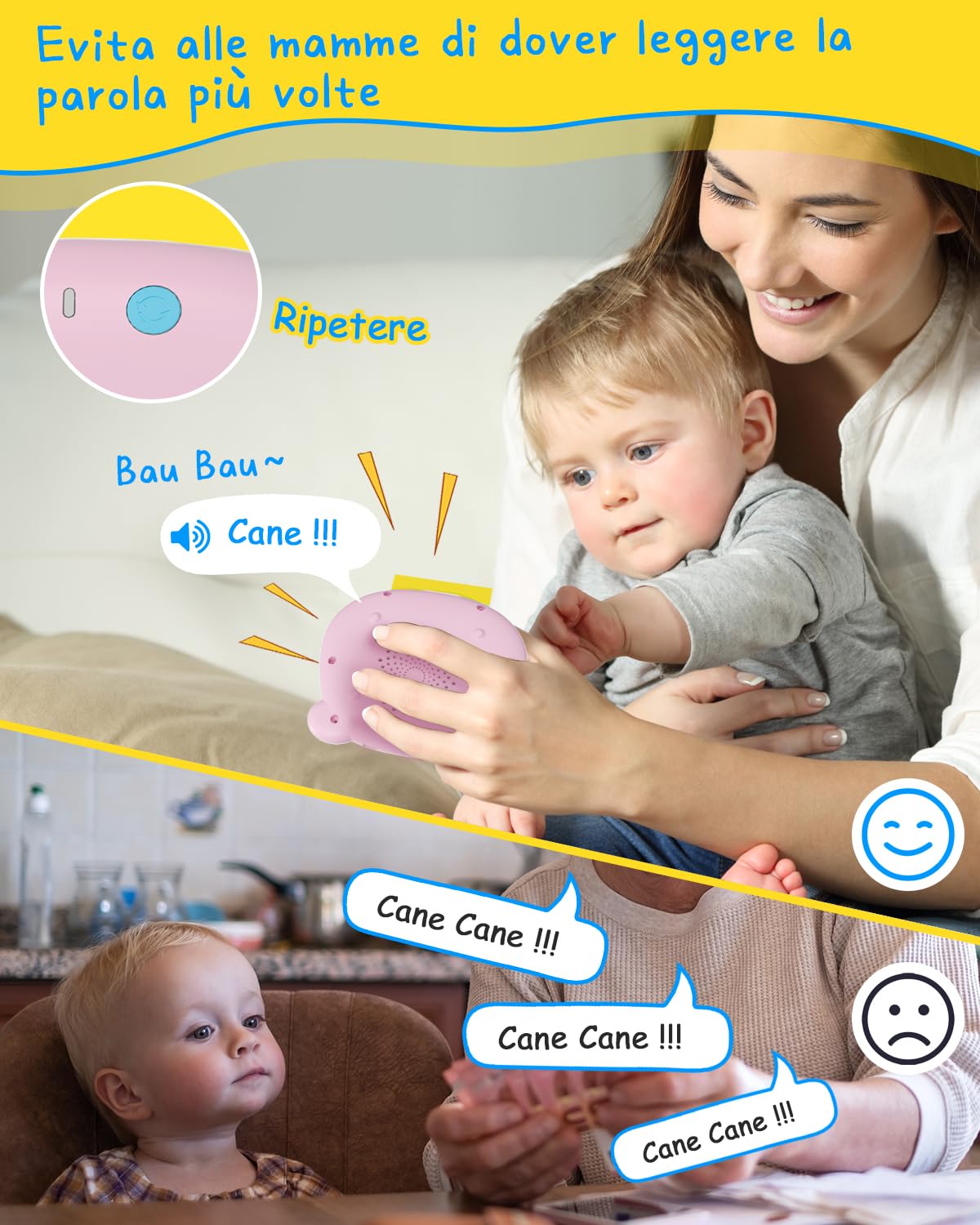 Winnrok Carte Parlanti Montessori Bilingue, Flashcards Bambini Italiano, Amico Vocabolo Gioco, Giochi Montessori Bambini 2 Anni, Imparare Parlare Numero Animali, Regalo di Natale, Autismo Rosa