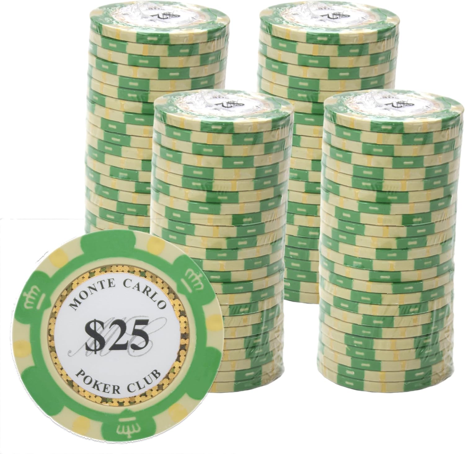 Monte Carlo 14-gram Poker Chips (100-pack) - Premium Heavyweight Clay Composite ($5 Red)