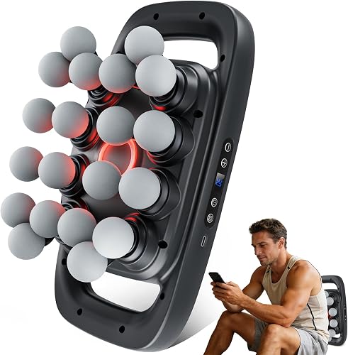 Beown 20 Head Massage Gun Deep Tissue, Back Muscle Massager with 3 Modes & 30 Intensity Levels for Legs, Waist, Back, Neck, Portable Percussion Massage Gun for Pain Relief