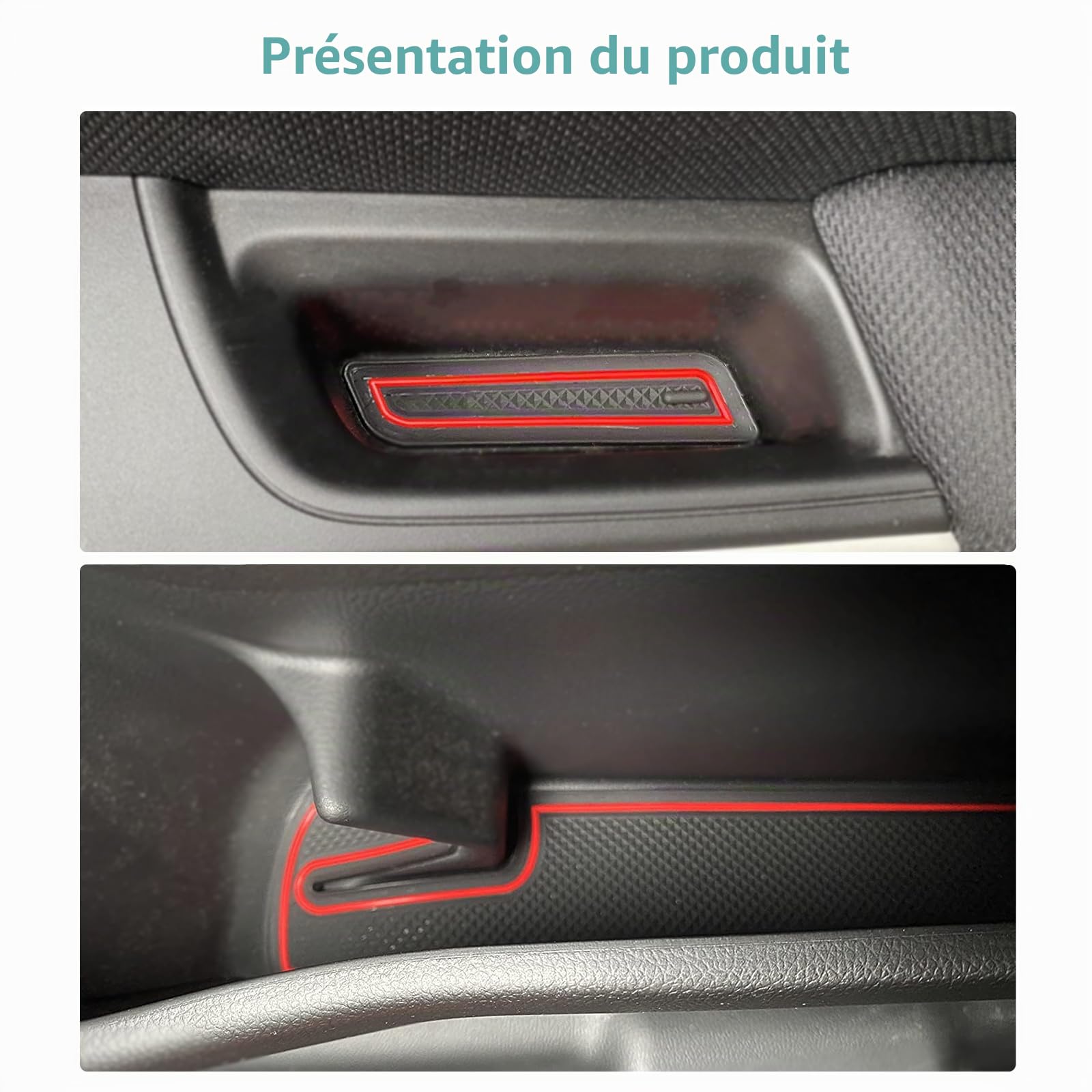 GAFAT Swift/Sport/Hybrid 2017-2022 2023 Tapis Antidérapants en Caoutchouc, Swift Tapis pour Console Centrale, Accoudoir, Porte-Gobelet, Couture de Porte (Rouge)