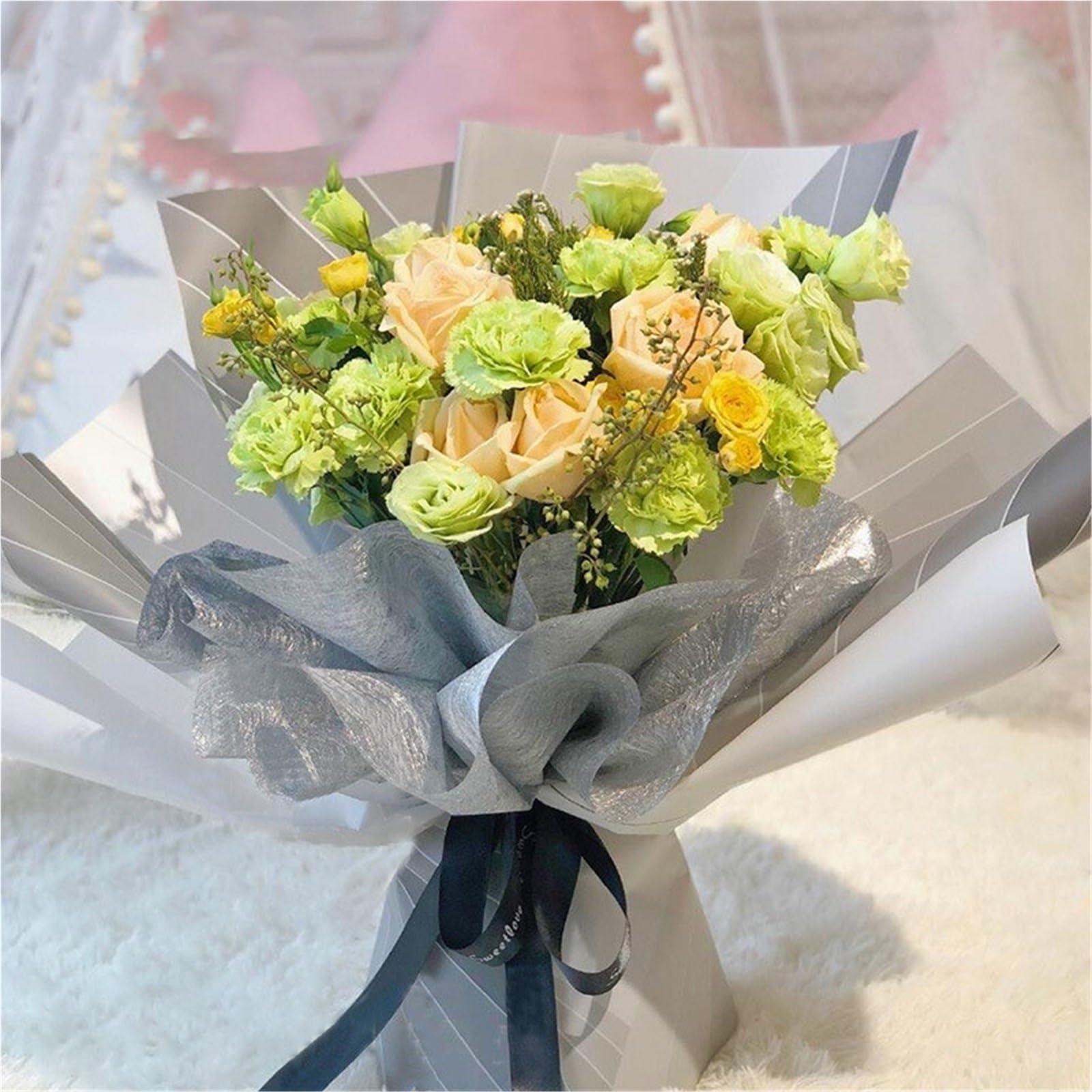 Geschenkpapier 8PCS Sammelalbum Hanf Seide Papier DIY Handgemachte Origami Blume Geschenkpapier Box Dekoration Liefert Floristen Materialien(Coffee)