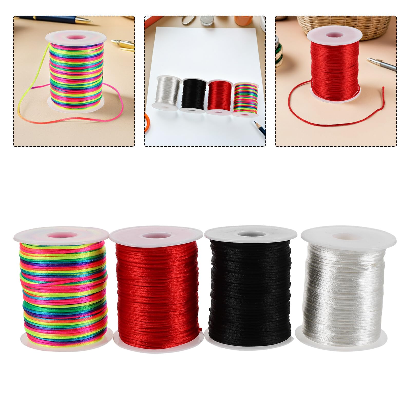 iplusmile 4rotoli Filo Cerato Spago per Braccialetti e Gioielli Fai da Te Cordino in Poliestere Cerato Resistente per Lavori Artigianali Intrecciatura e Creazioni di Collane