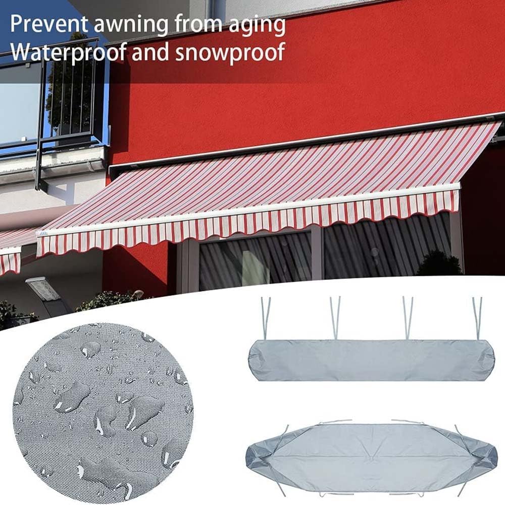 Housse de Protection pour Store de terrasse, Store à enroulement rétractable, Toile 210D Oxford poussiéreuse étanche à l'eau (Gray,3.5m)