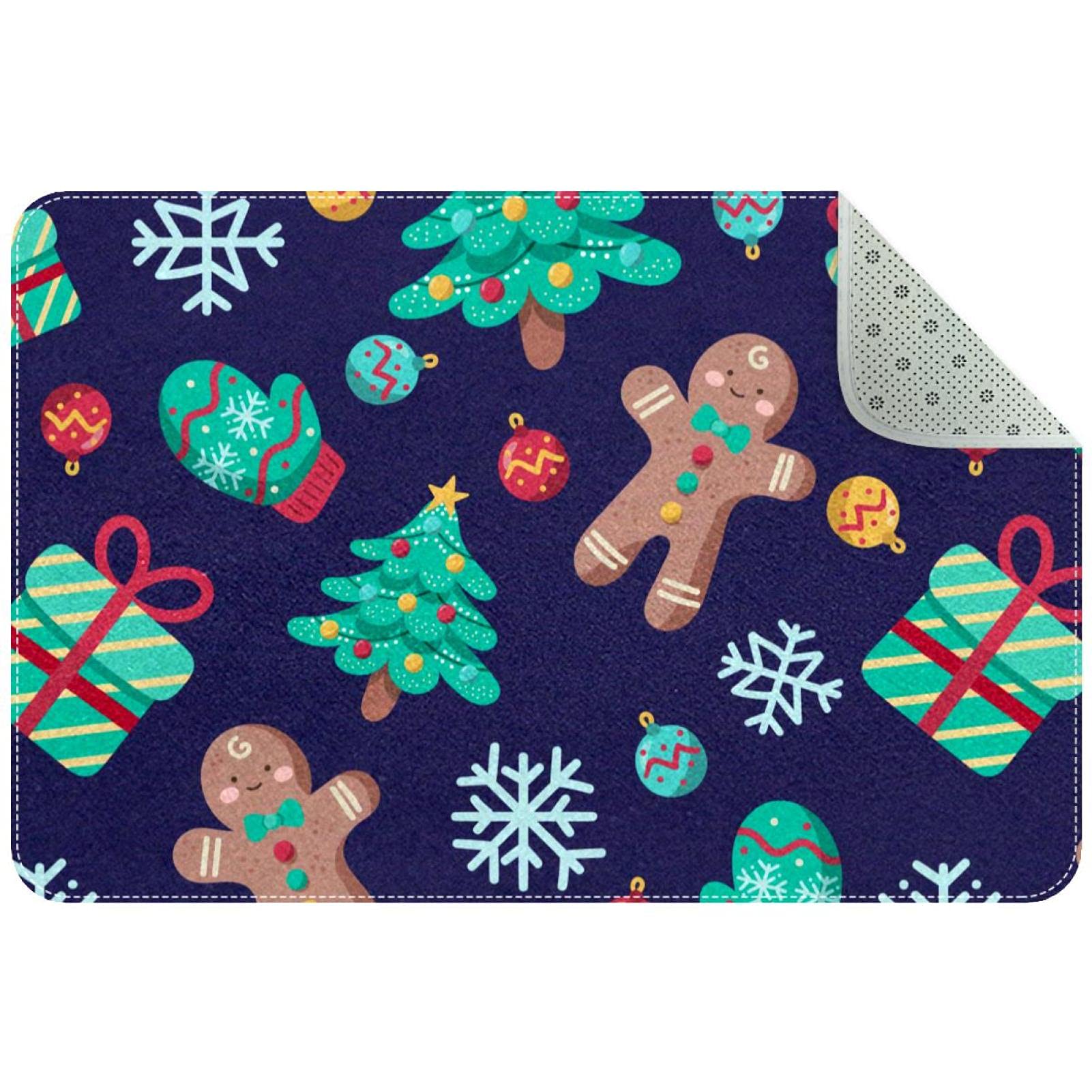 Paillasson lavable en machine et antidérapant violet au motif de Noël pour couloir et patio