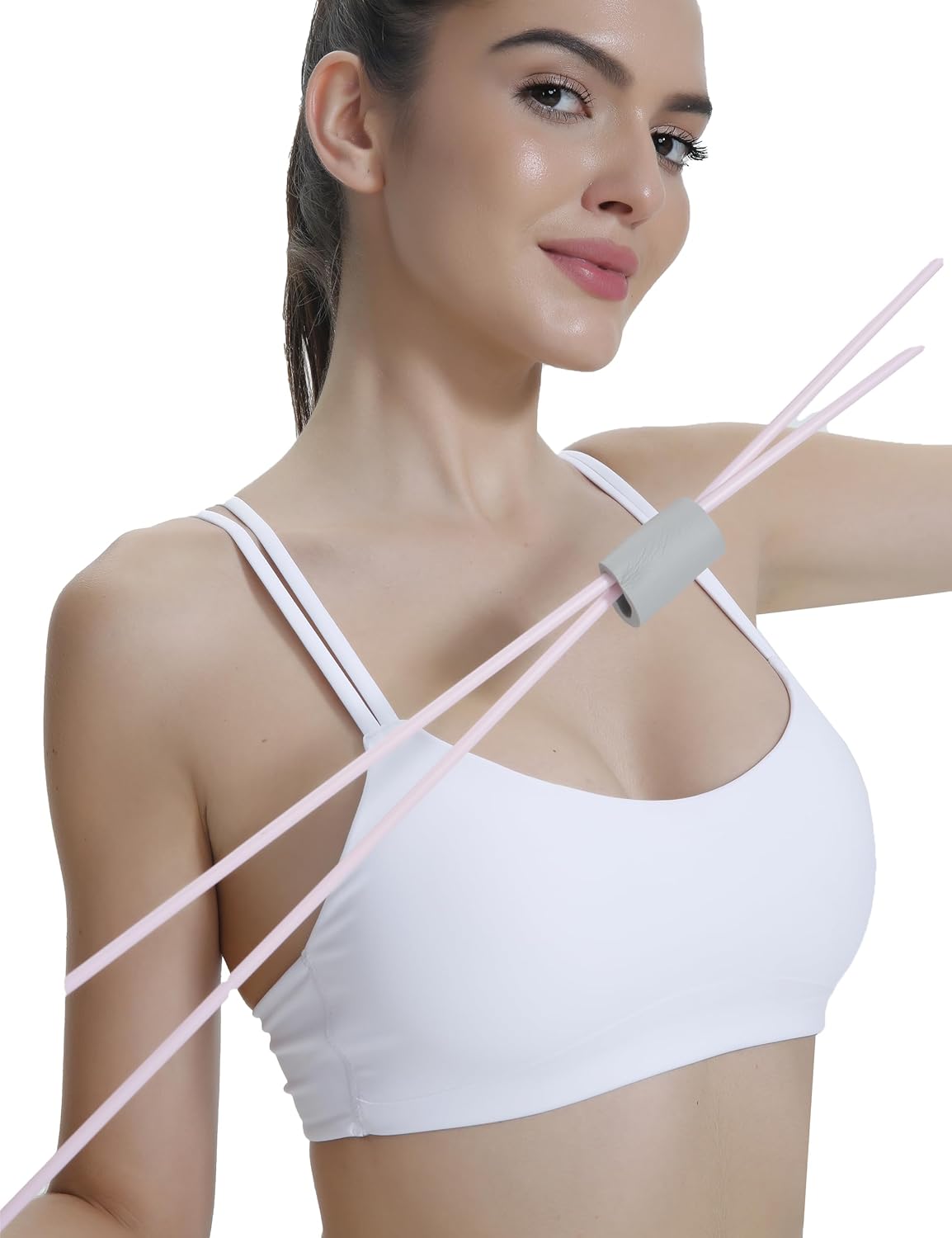Yoga Sports Workout Bras for Women Seamless Molded Cup Spaghetti Double Strap Bra Wirefree Scoop Neck Tank Top Bras - Image 6