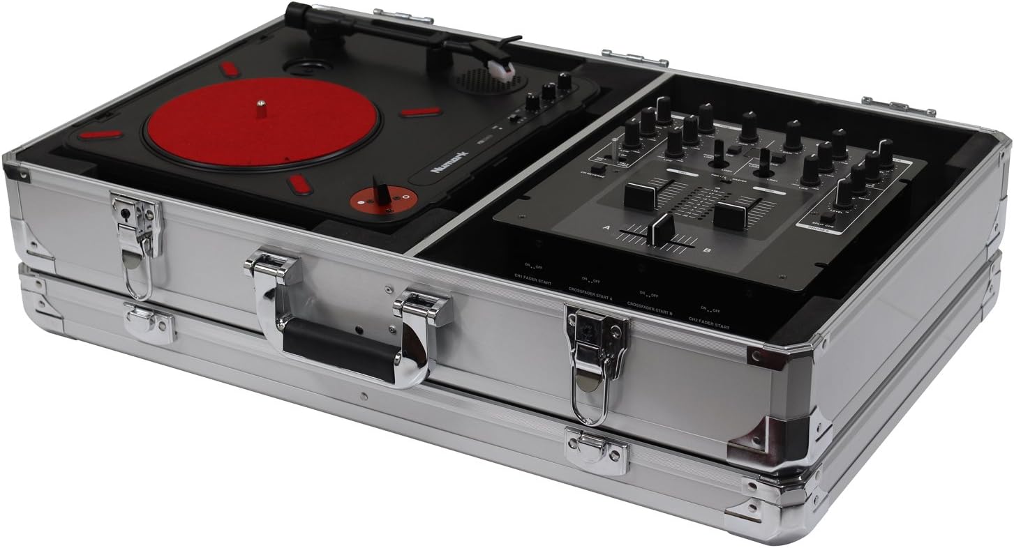 Odyssey KPT01SCSIL KROM Numark PT01 Scratch Turntable case with side compartment, Silver