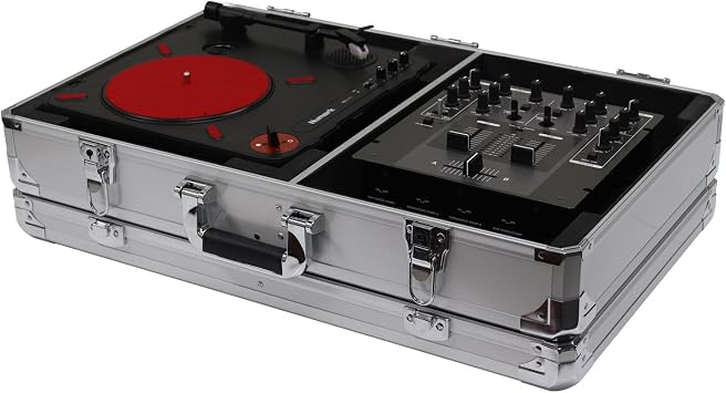 Odyssey KPT01SCSIL KROM Numark PT01 Scratch Turntable case with side compartment, Silver