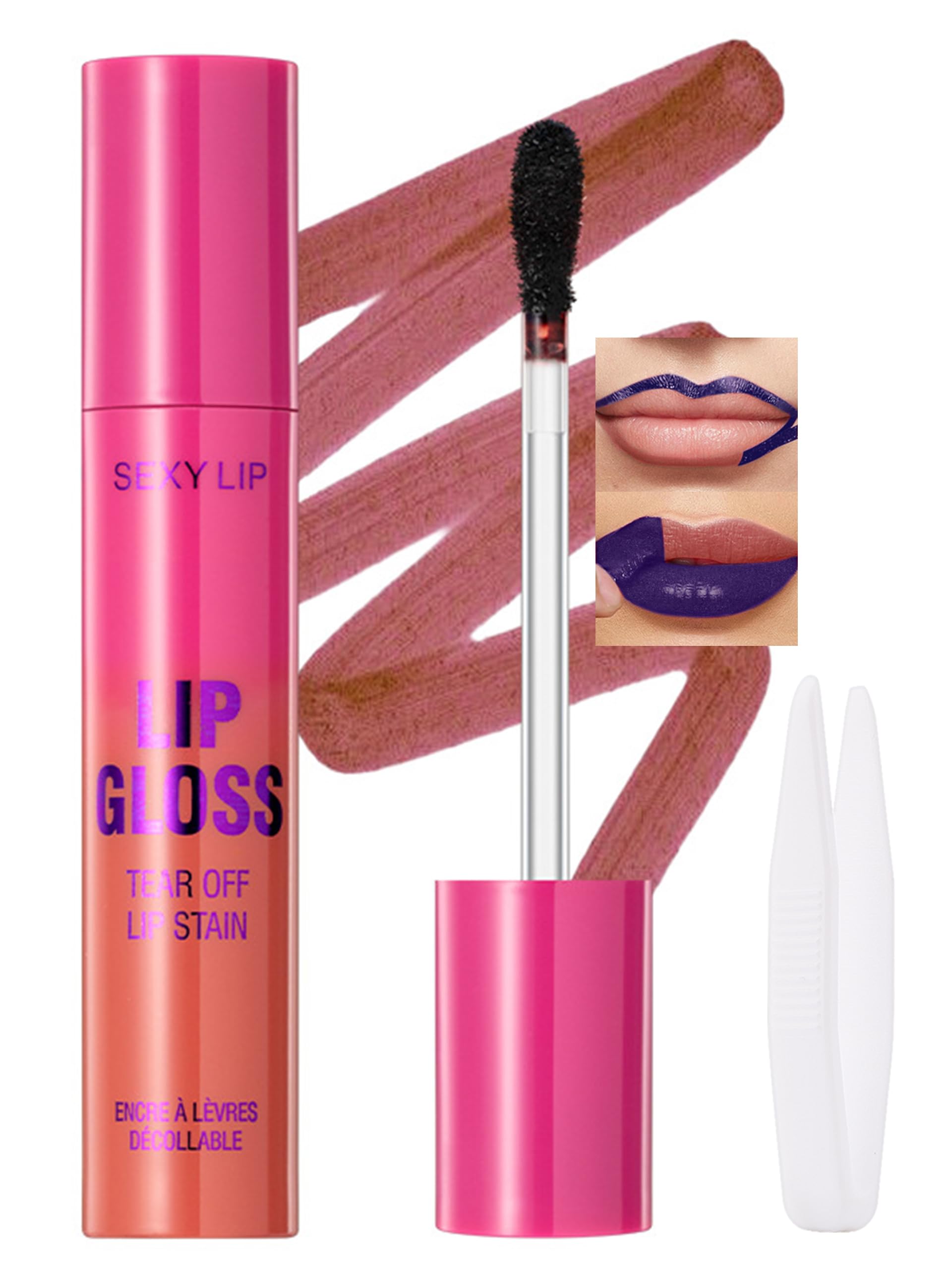 Erinde Matte Lip Stain Peel Off, Waterproof Long Lasting Lip Colour with Tweezer