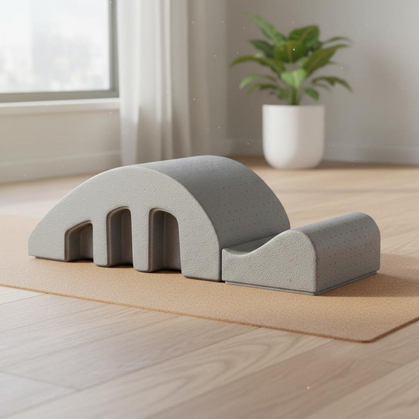 Pilates Spine Firm Resilient Foam Foam Spine Stable Support Spinal Support Archh H Barrel for Beginners, Office Workers, Home Gym, Workout Gray Supreme Adult-image-21