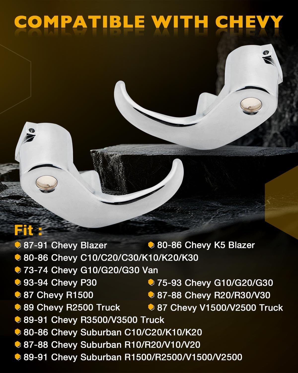 Locking Vent Window Handle Set, Compatible with 1973-1994 Chevy Blazer GMC Jimmy Suburban C/K/G/C/R/V 10 20 30, C/K/V/G 1500 2500 3500 Truck, Metal Front Window Crank Latch Handle (Left & Right Pair)