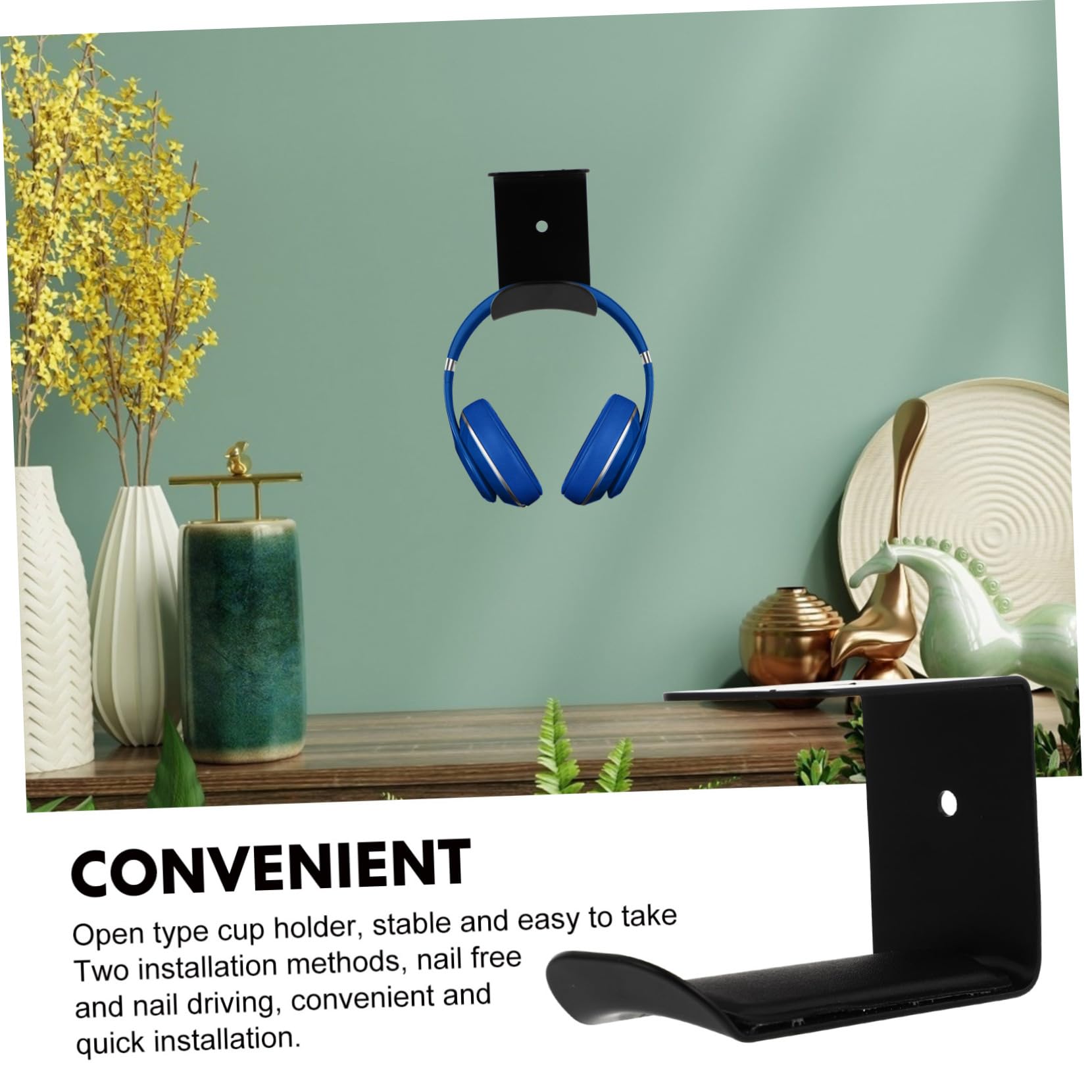 HOMSFOU 3juegos Soporte Para Auriculares Sin Taladro Montaje Adhesivo Para Headset Soporte De Pared Para Auriculares Diseño Curvado y Para Mantener Organizados Los Accesorios De