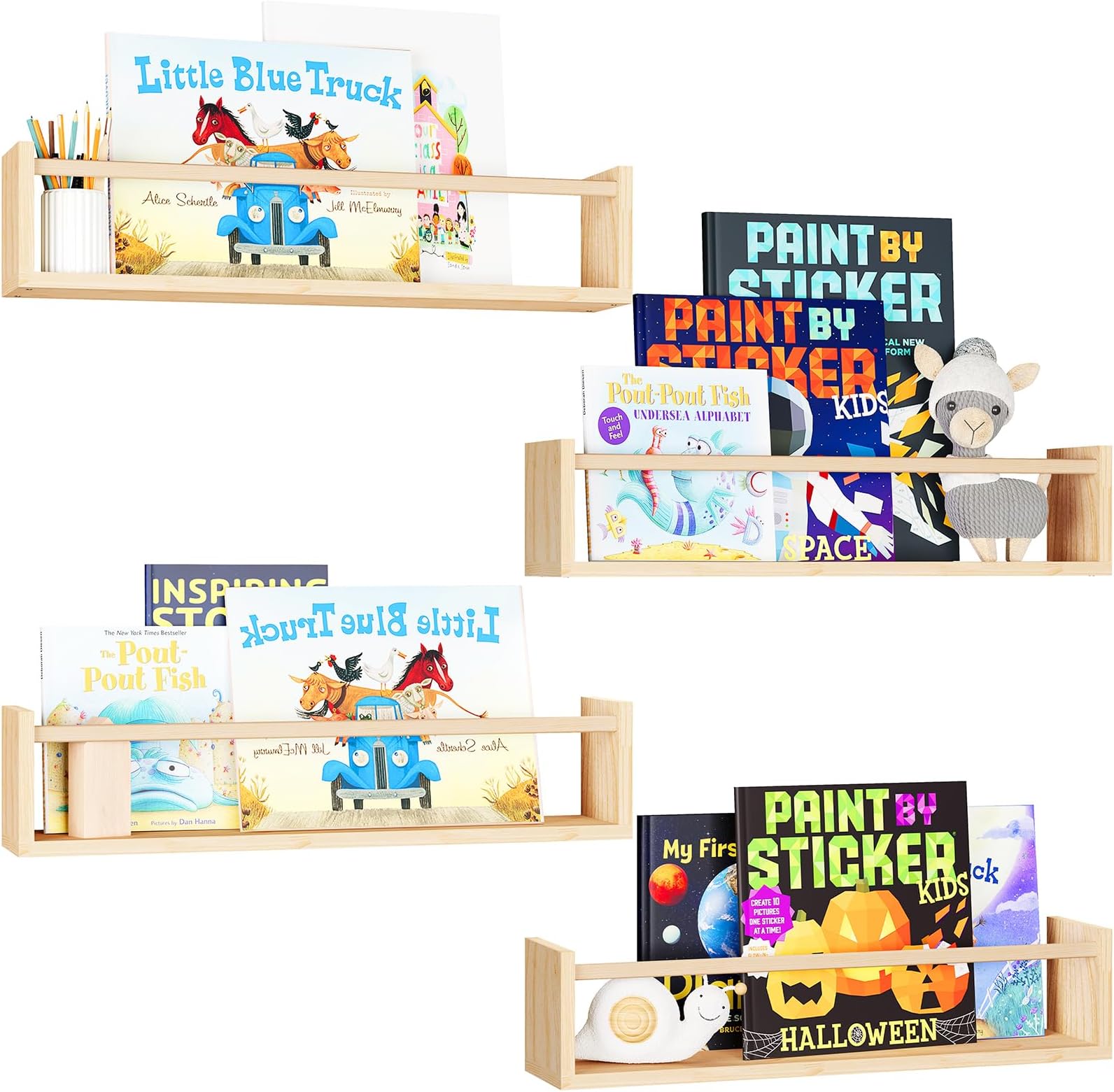 NEXZON Set of 3 Nursery Book Shelves with Booklet and Pen