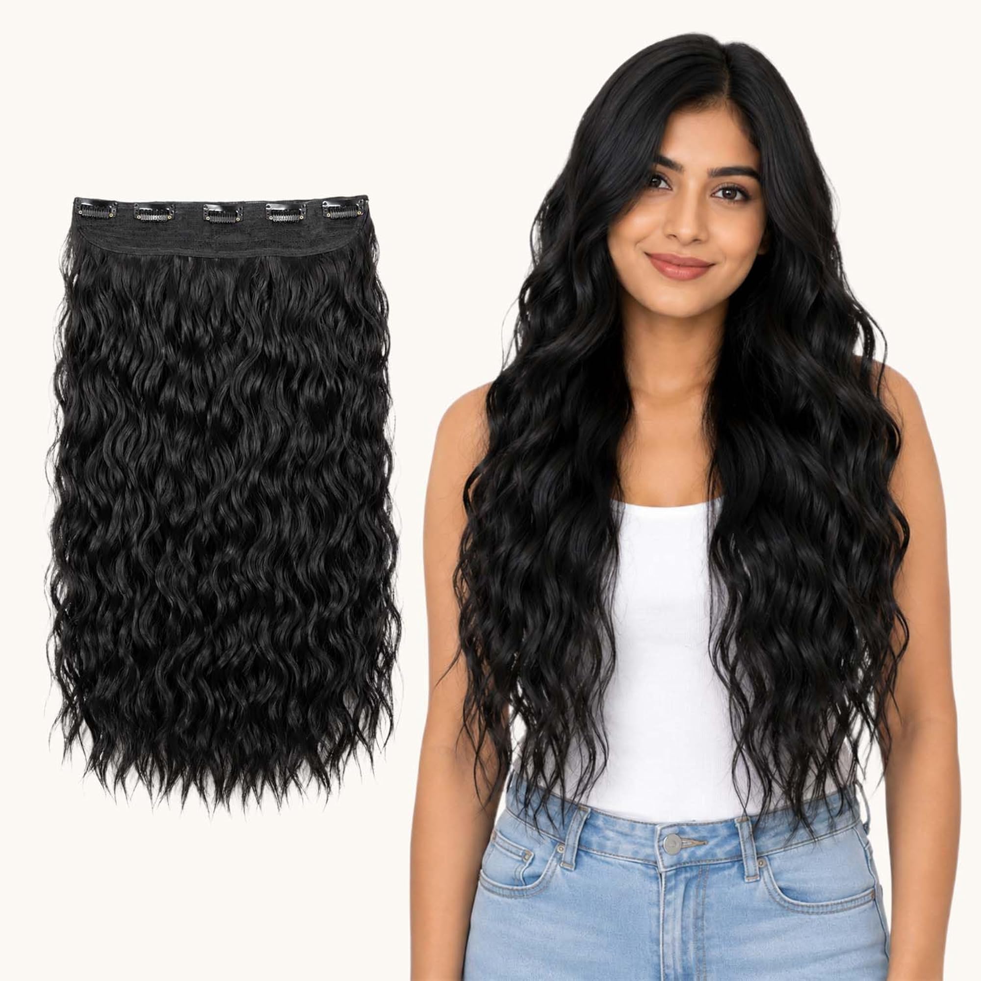 5 Clip Super Long Kinky Curly Hair Extension for Women