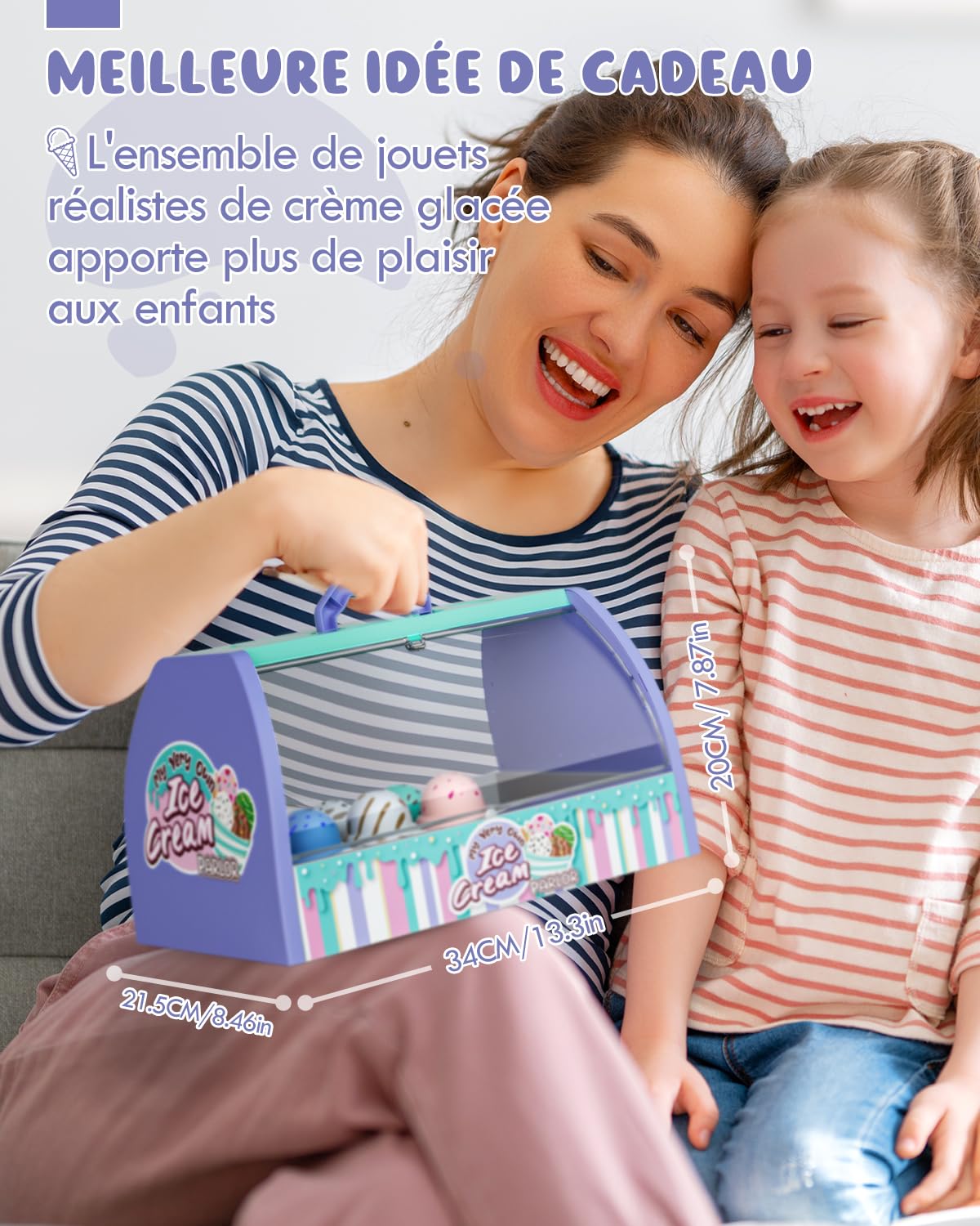 Lehoo Castle Jouets de Glacier, 28 Pièces Cuisine en Enfant avec Un Comptoir, Dinette Enfant, Montessori, Dinette Cadeau pour Garçons et Filles de 3 4 5 6 7 Ans(Violet)