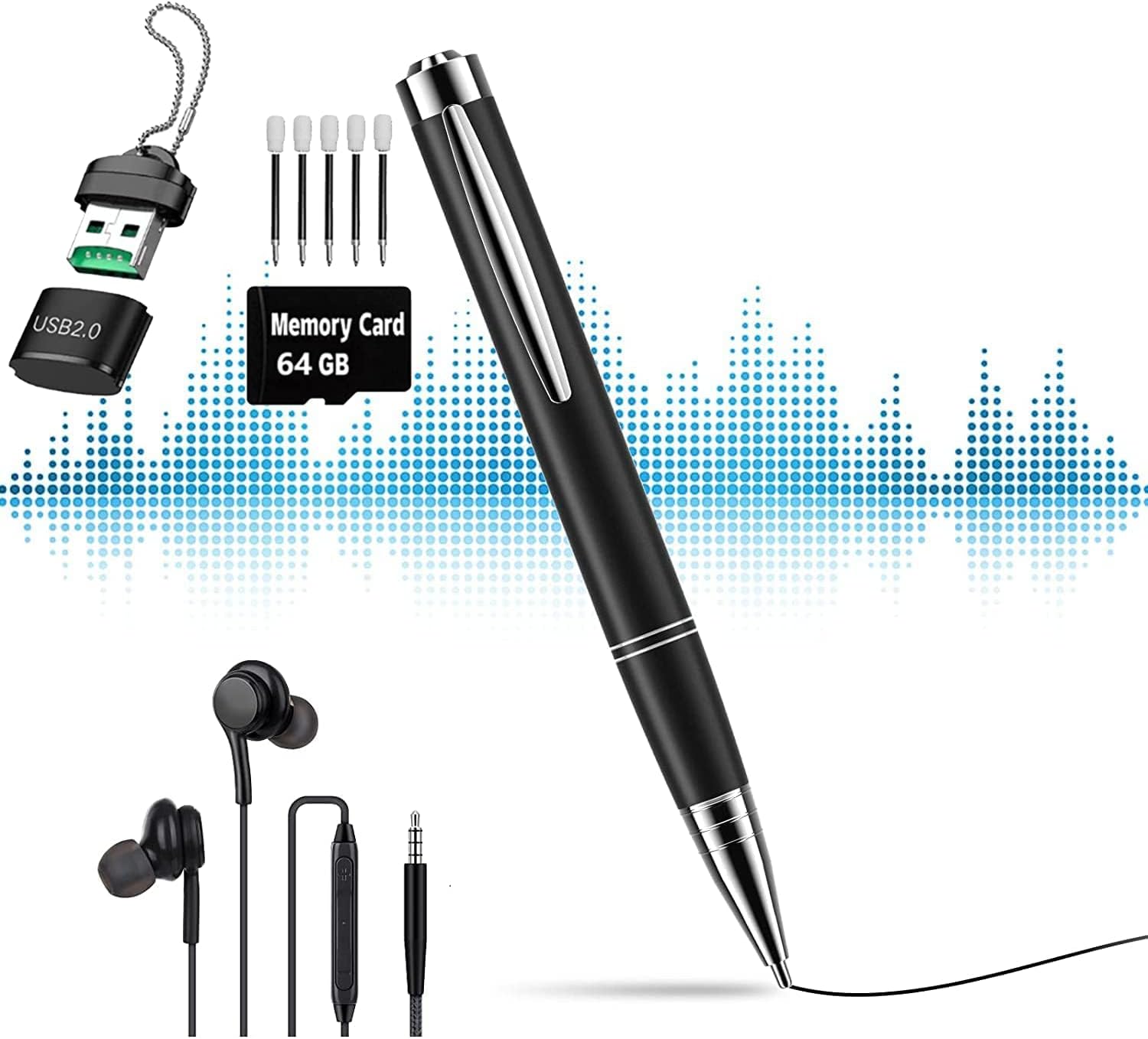 Digital Voice Recorder, 64GB Audio Voice Recorder for Lectures, Noise