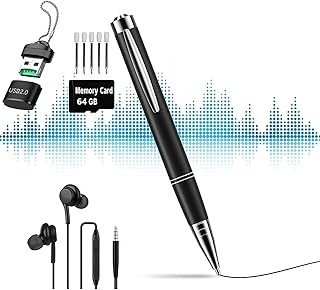 Digital Voice Recorder, 64GB Audio Voice Recorder for Lectures, Noise Reduction Voice Recording Device, Mini Voice Recorder Rechargeable for Meetings Interviews Classes Concerts