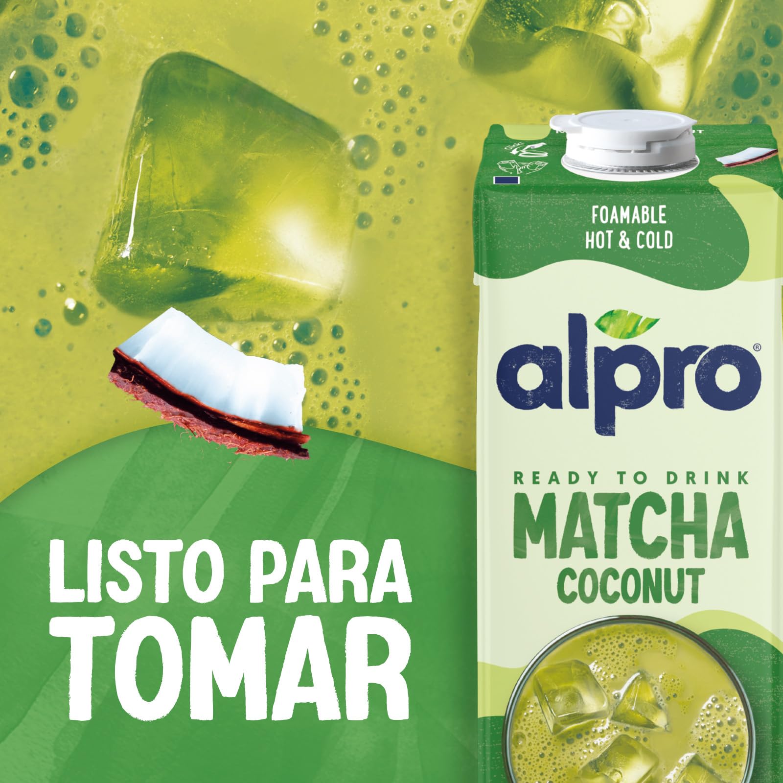 Alpro Bebida Vegetal de Matcha Coco - Pack de 8 x 1L
