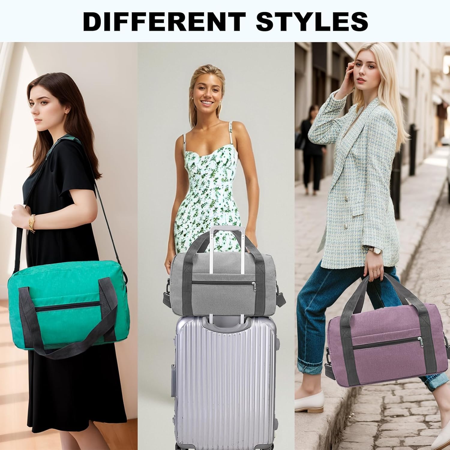 15 Inch Small Carry On Bags for Airplanes Spirit Airlines Personal Item Bag Underseat Foldable Travel Duffle Gym Bags for Women Men(20L,Purple) - Image 6