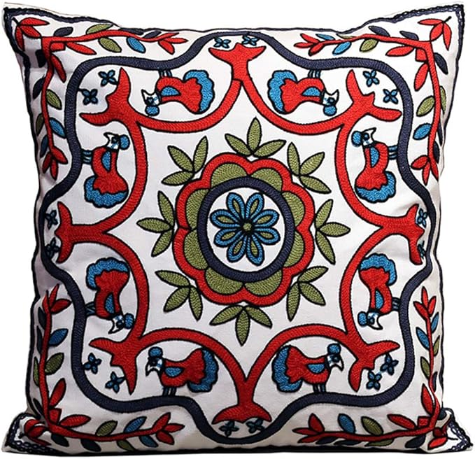 Embroidered Decorative Throw Pillows Cover 18x18 Boho