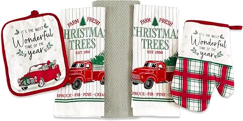 Juego de soportes para ollas de toallas de cocina navideñas es la época más maravillosa del año para volver a casa