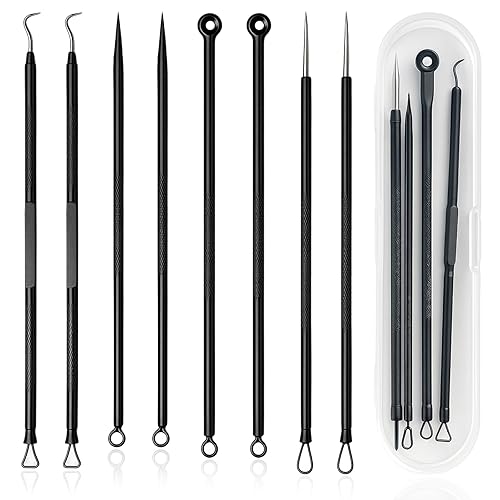 Kit de herramientas para eliminar puntos negros, juego de 4 piezas de acero inoxidable para acné y espinillas, extractor de espinillas y espinillas