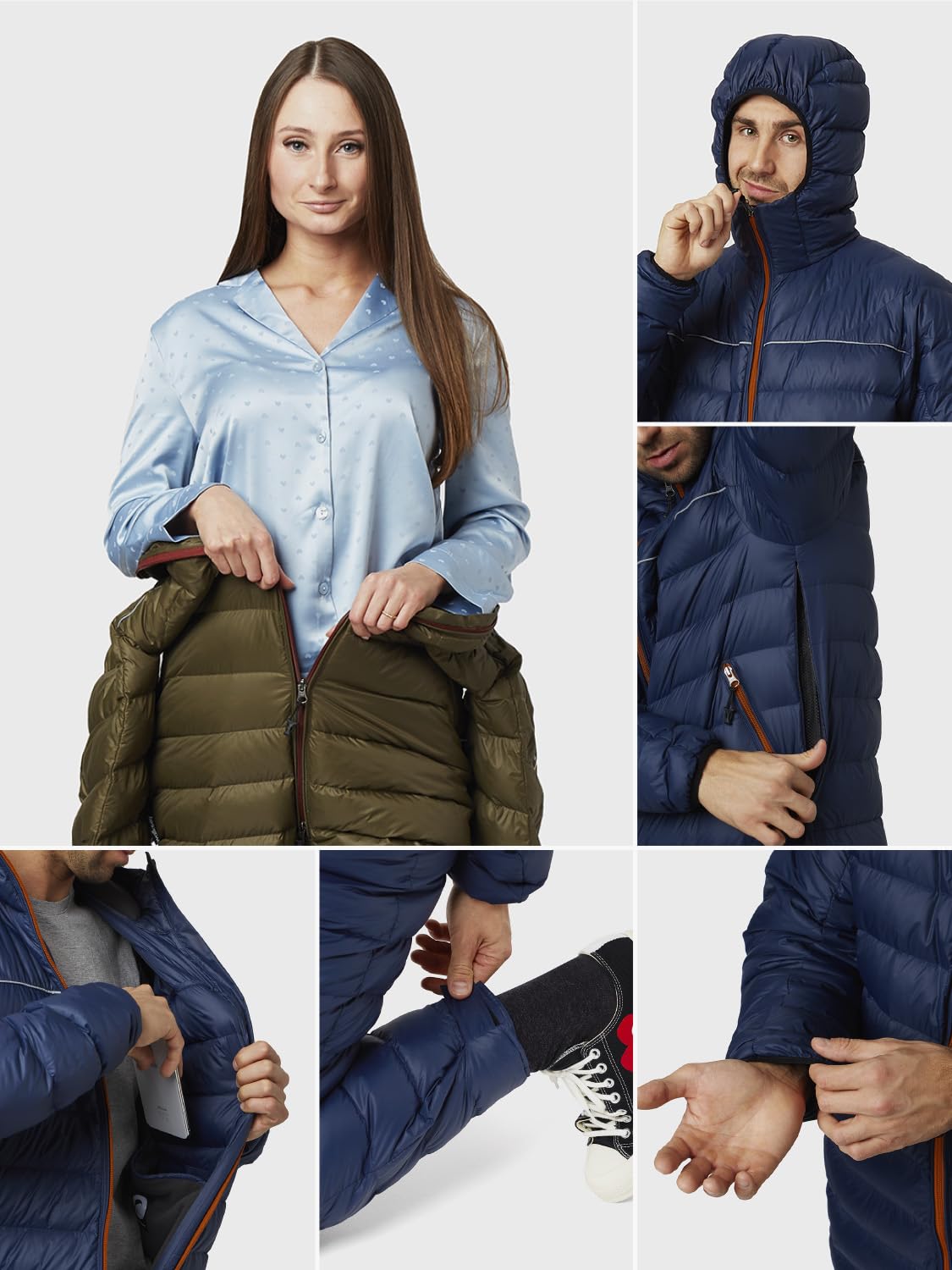 Down Suit, Kombinezon Puchowy Męski & Damski, Lekki Ciepły & Praktyczny