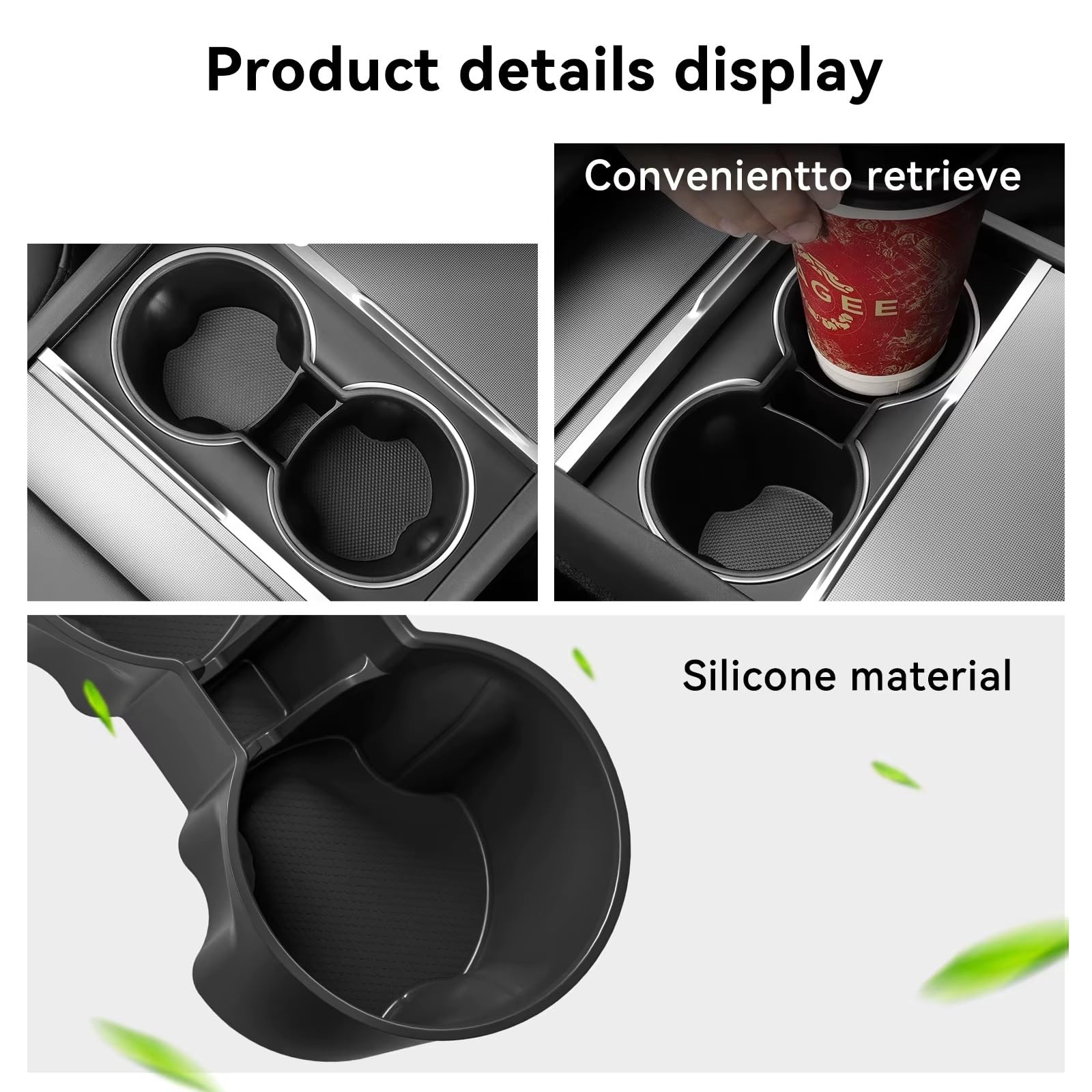 Portabevande per Auto compatibili con Tesla Model Y 2025, Vassoio portabicchiere di Ricambio per Auto, Accessori per l'organizzazione della Console Centrale.