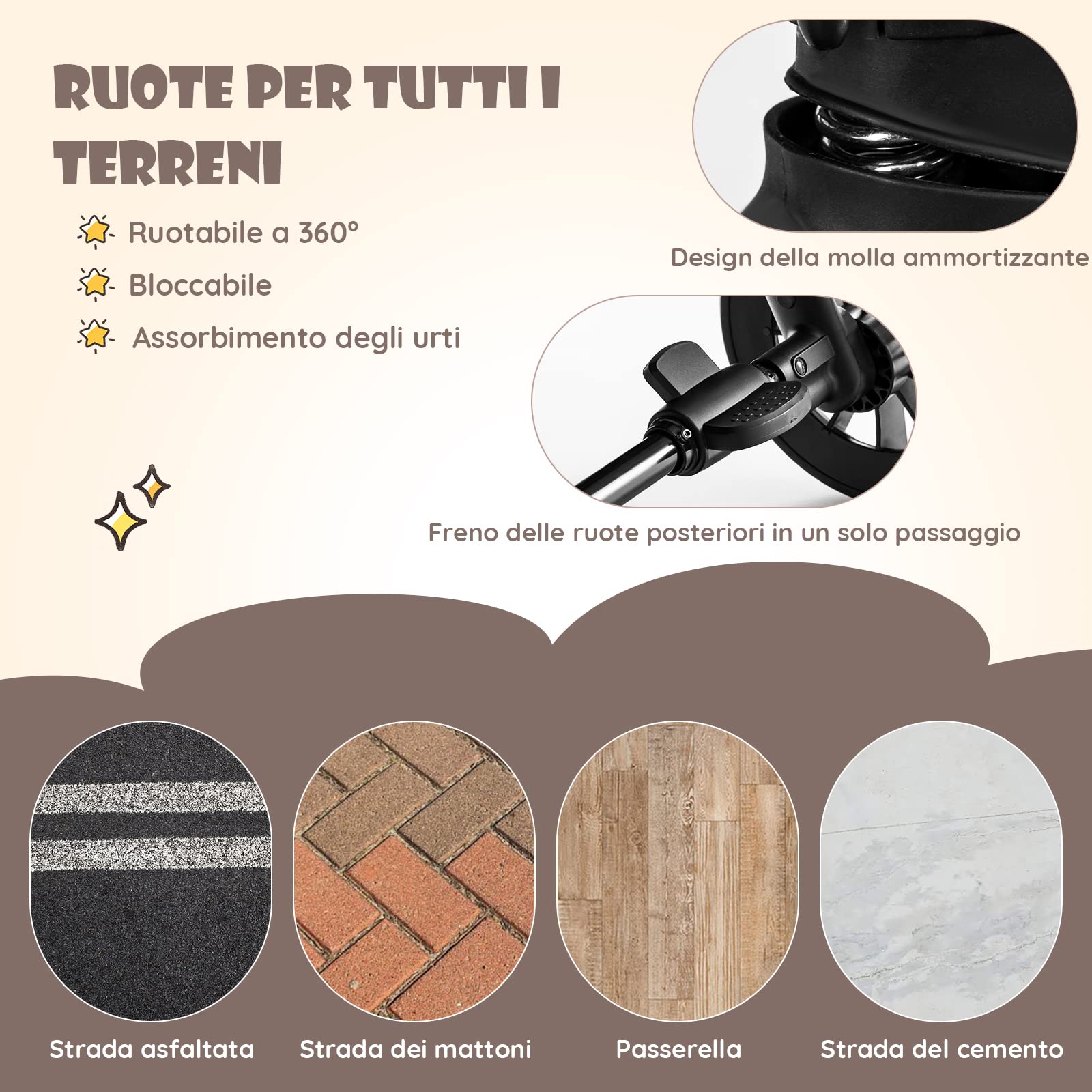 COSTWAY Passeggino Gemellare per Bambini, Passeggino Doppio Portatile Pieghevole con Schienale Regolabile, Tettuccio a 5 Livelli, Cintura a 5 Punti, Ruote 360°, Portata 15+15 kg (Grigio Chiaro)
