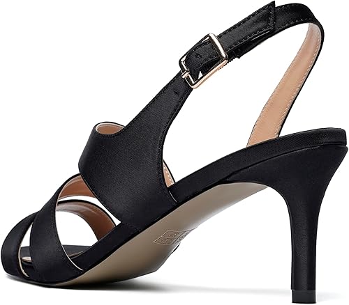 Miniatura 5 de YODEKS Sandalias de tacón para mujer Slingback Strappy Tacones bajos de gatito Tacones de punta abierta