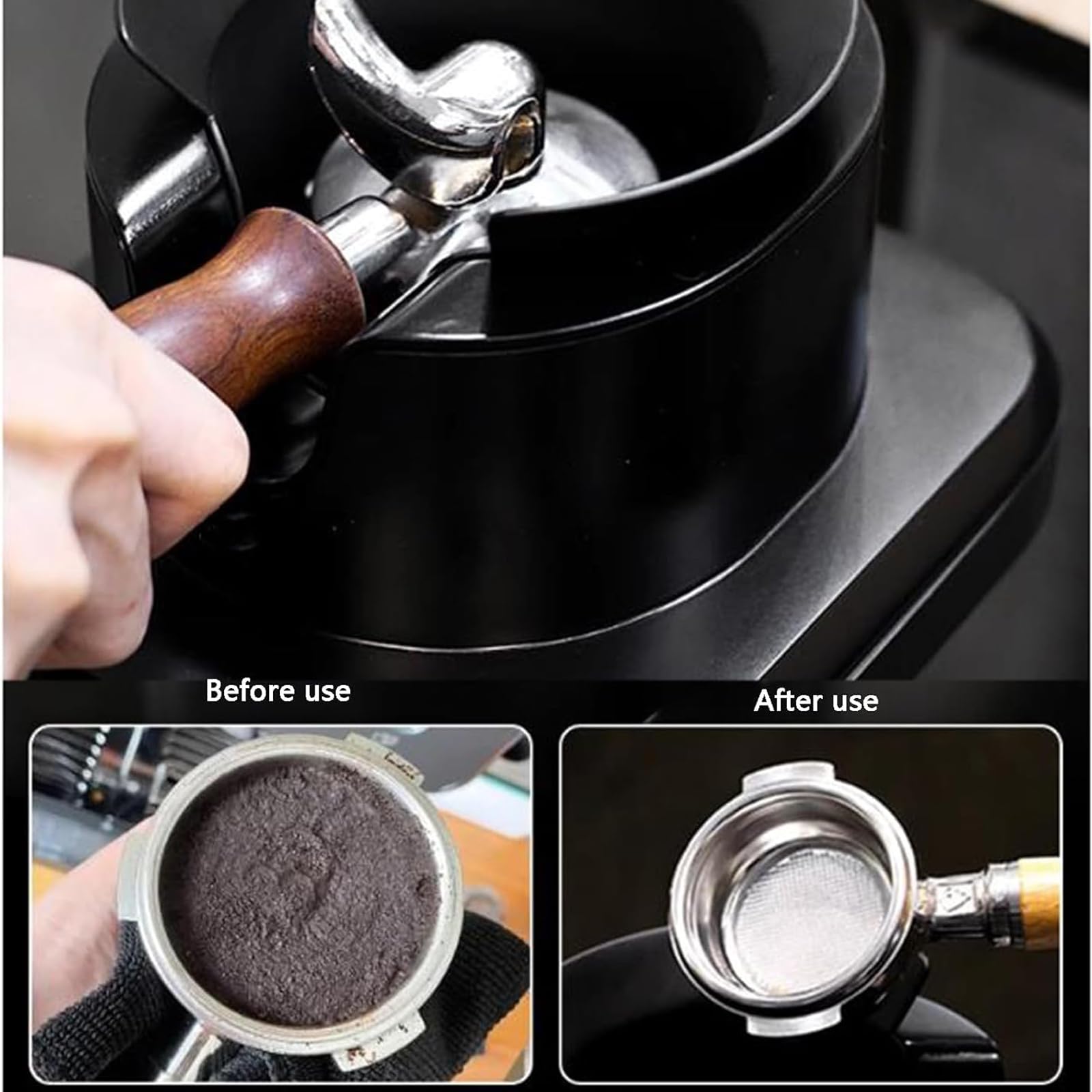 Limpiador eléctrico de portafiltro de café, sensor de seguridad antimal funcionamiento, limpieza rápida de 3 segundos, 3 cabezales de cepillo incluidos, para uso doméstico y cafetería