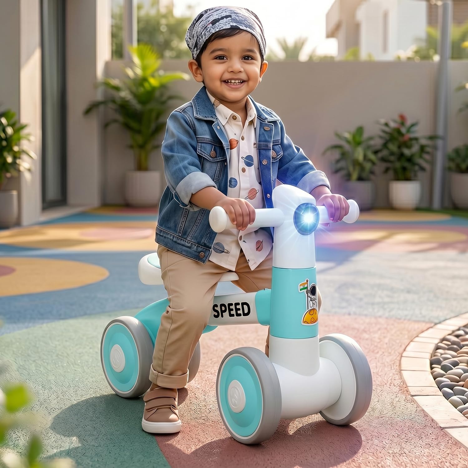 Toyzone Balance Bicycle_Blue |Bicycle Ride On|Push Cycle with Music & Lights |Manual Mini Ride on for Boys & Girls|Sturdy First Riding Toy-image-47