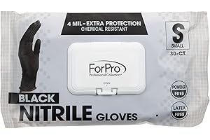 ForPro Professional Collection Unisex Adult Black Color Nitrile Skinsafe Gloves