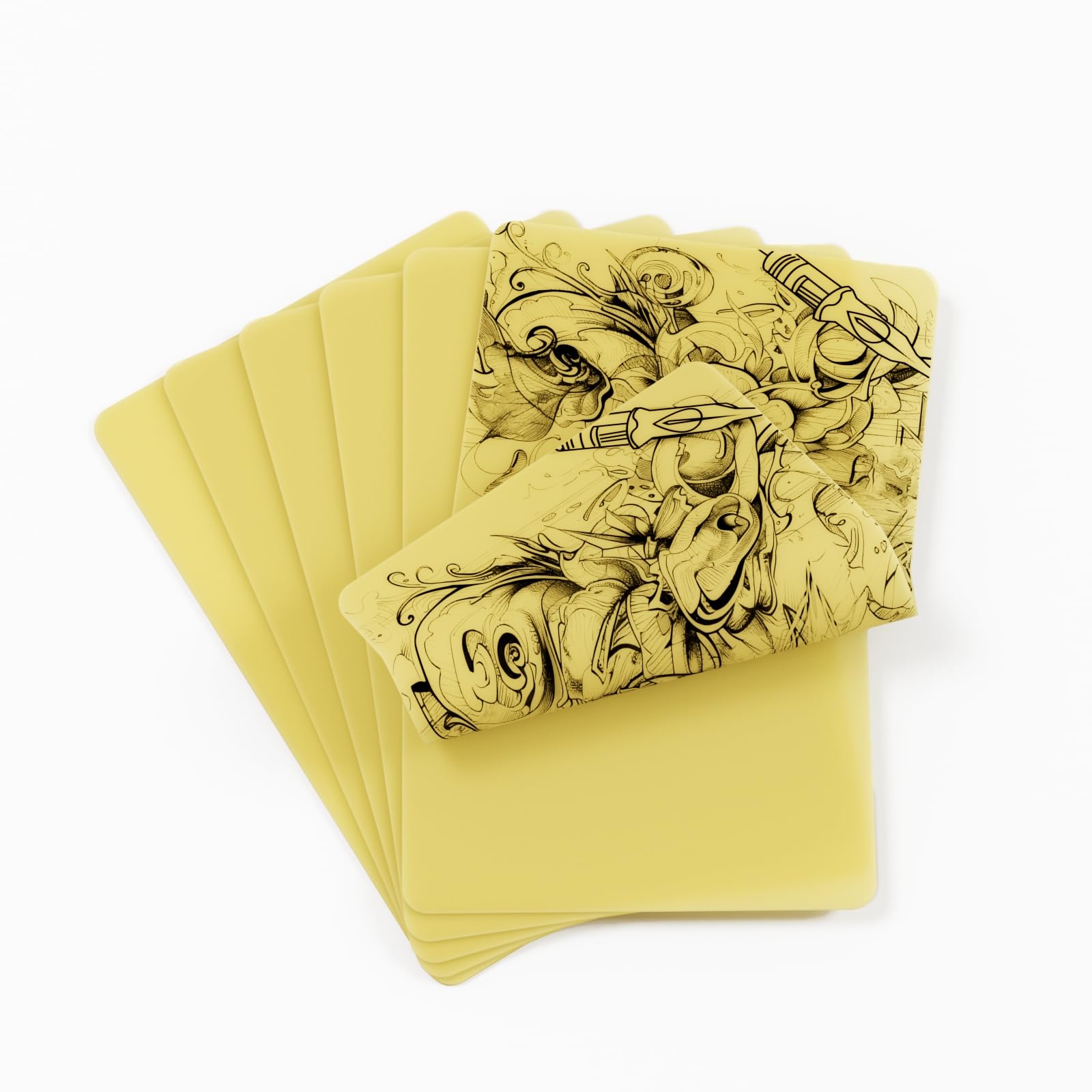 EZ Piel Sintetica Tatuaje 3mm - 6piezas (20cm x 30cm) Tamaño A4 Silicona Blanda Piel Sintetica, Suministros para Tatuajes de Piel Suave de Doble Cara en Blanco (Amarillo)