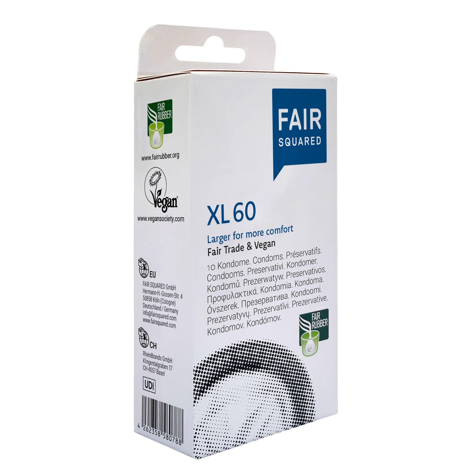 wo kondome aufbewahren FAIR SQUARED XL 60 mm 8 Stück – Große Kondome 8er Pack aus fair gehandeltem Naturkautschuk – Kondom gefühlsecht hauchzart Drogerie & Körperpflege haushaltswaren ▷ Kokoswasser (Nam Ma Farbe:Dark Grey/Aqua