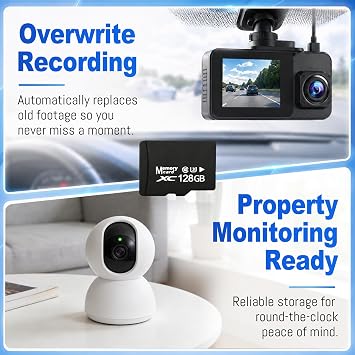 128GB Micro SD Card for Dashcam & Security Camera U3 V30 A1
