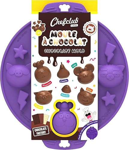 Chefclub Network Molde de chocolate para niños, silicona antiadherente para fácil liberación, dulces, chocolates, cubitos de hielo, apto para