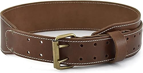 Style n Craft - Cinturón de trabajo de cuero cónico de grano completo de 3 pulgadas de ancho, cinturón duradero y resistente, color marrón oscuro