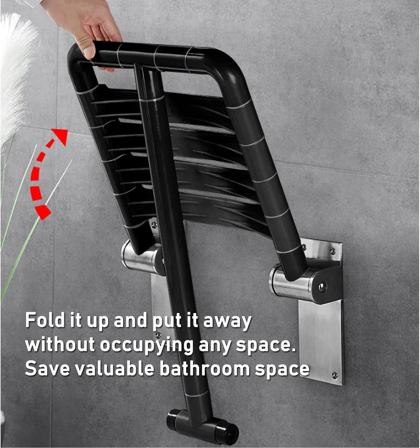 Taburete de Ducha Asiento de Ducha Plegable Montado en la Pared con Patas abatibles Taburete de Ducha Plegable Silla de Ducha Impermeable Silla de baño atornillable Taburete de Ayuda para PE