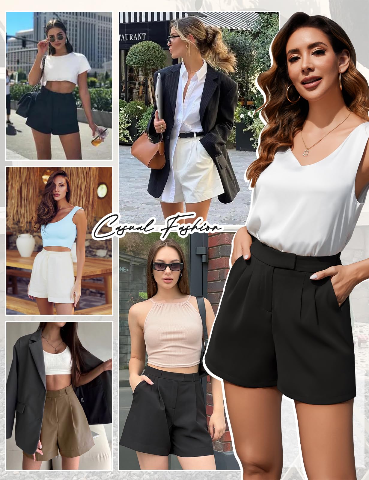heekpek Shorts pour Femmes Pantalon D'été Décontracté pour Dames Short à Taille Haute et à Jambes Larges avec Poche Latérale et Taille élastiquée au Dos